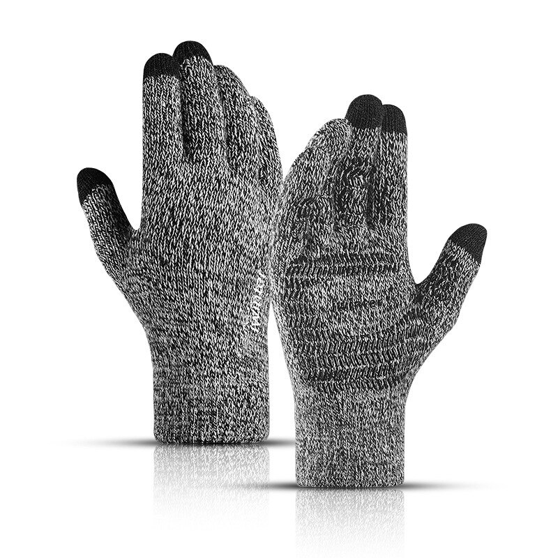 Vinter varme mænd handsker berøringsskærm vindtæt glidende elastiske handsker ridning skiløb fluff hudvenlige behagelige tykke handsker: Sort hvide handsker