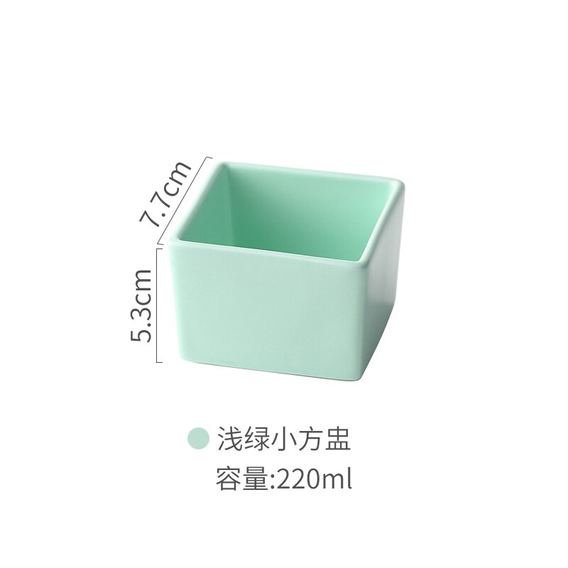 Ceramic Snack Platter Solid Color Dessert Bowl Japanese Taste Dish Home Desktop Dried Fruit Tableware Combination: A--green