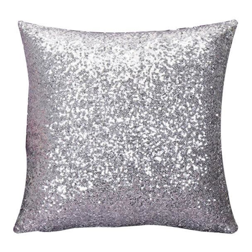 Effen Kleur Glitter Zilveren Pailletten Bling Sierkussen Case Gooi Kussensloop Cafe Home Bed Tekening Woonkamer