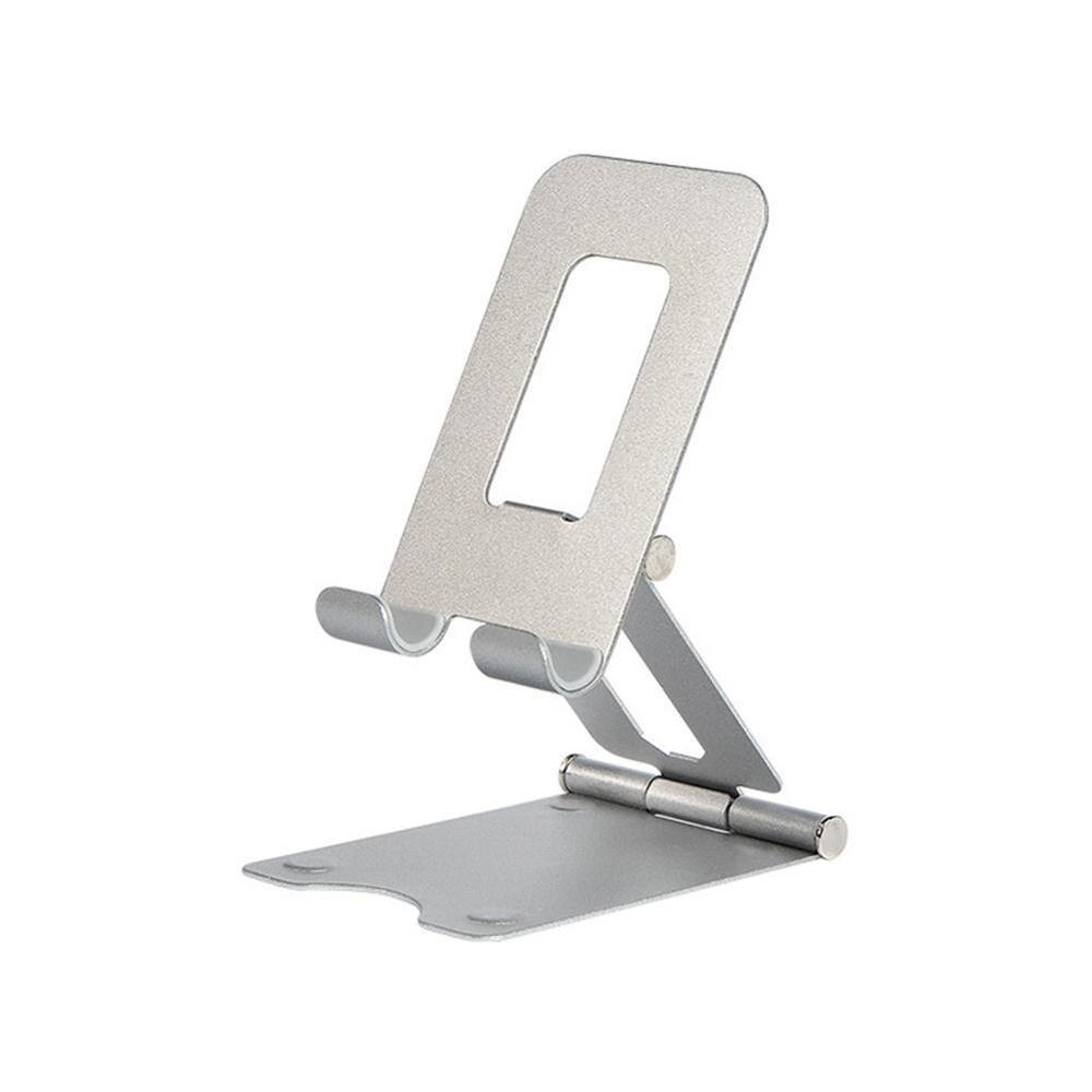 Soporte plegable doble ajustable para teléfono móvil, accesorio de escritorio portátil, de aluminio T Z3Q5, 1 unidad: Plata