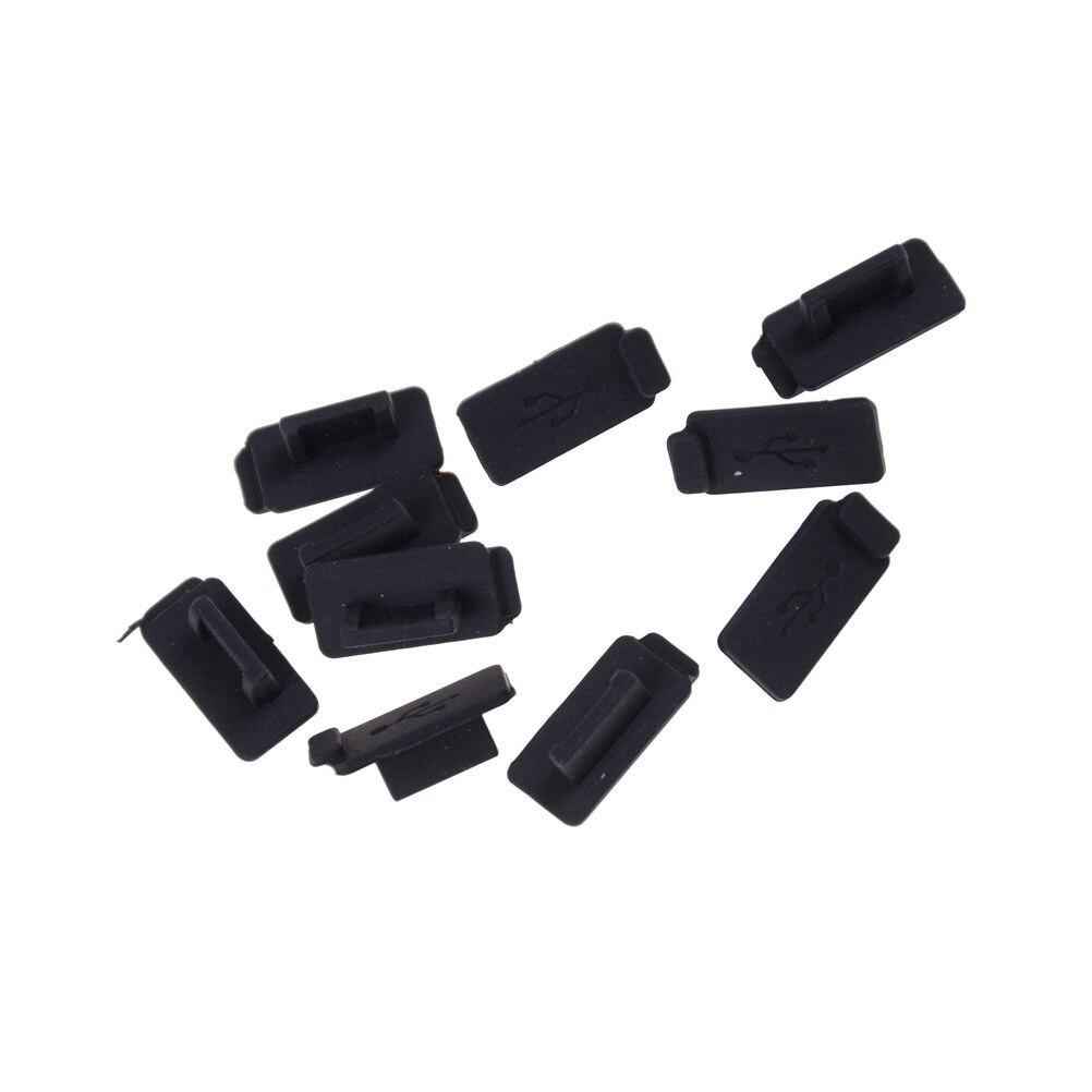 10pcs PC Laptop USB Plug Cover Stopper Soft Dust Cap USB 2.0 3.0 Interface Prevent Rust Dust Plug Black Silicone