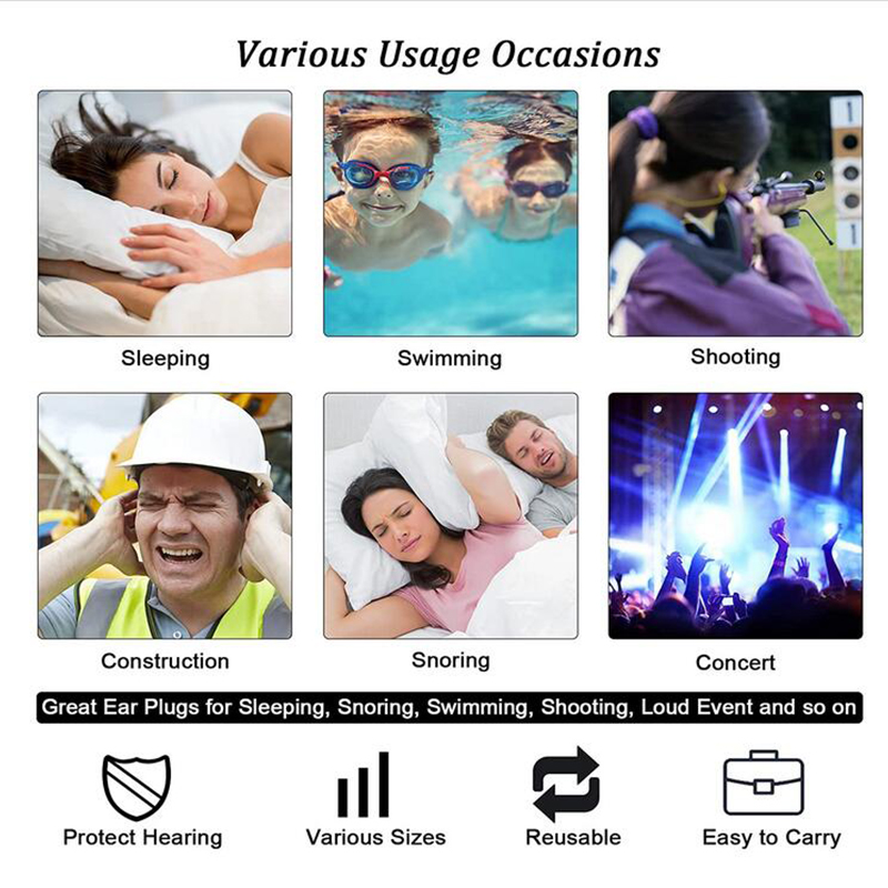 Ear Plugs for Sleeping Noise Cancelling, Noise Reduction Earplugs Hearing Protection Silicone Ear Plug Sound Blocking Earplugs