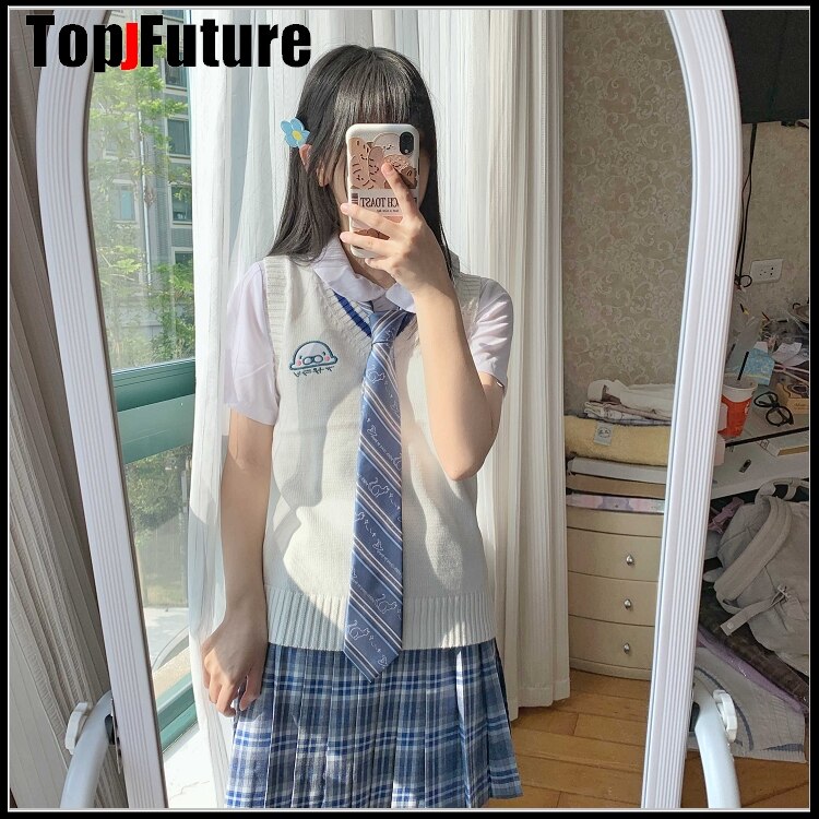 WOMEN Japanese girl's Knitted Vest cute versatile sweater school Uniform Cardigans Baby seal embroidery sweater