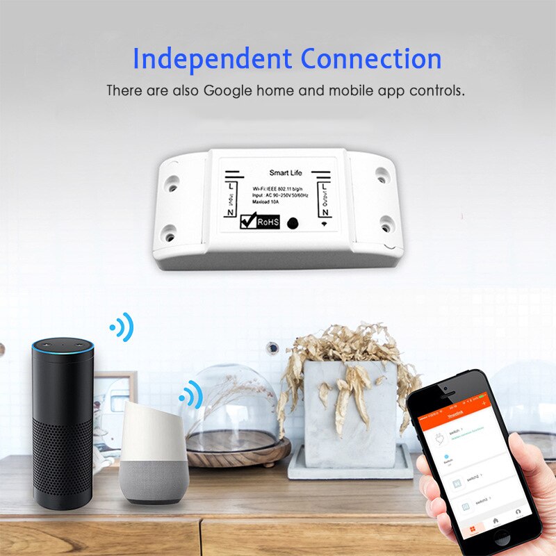 10A Wireless Smart Home WiFi Switch Universal Breaker Smart Life APP Smarthome Timing Light Switch With Alexa Google Home Voice