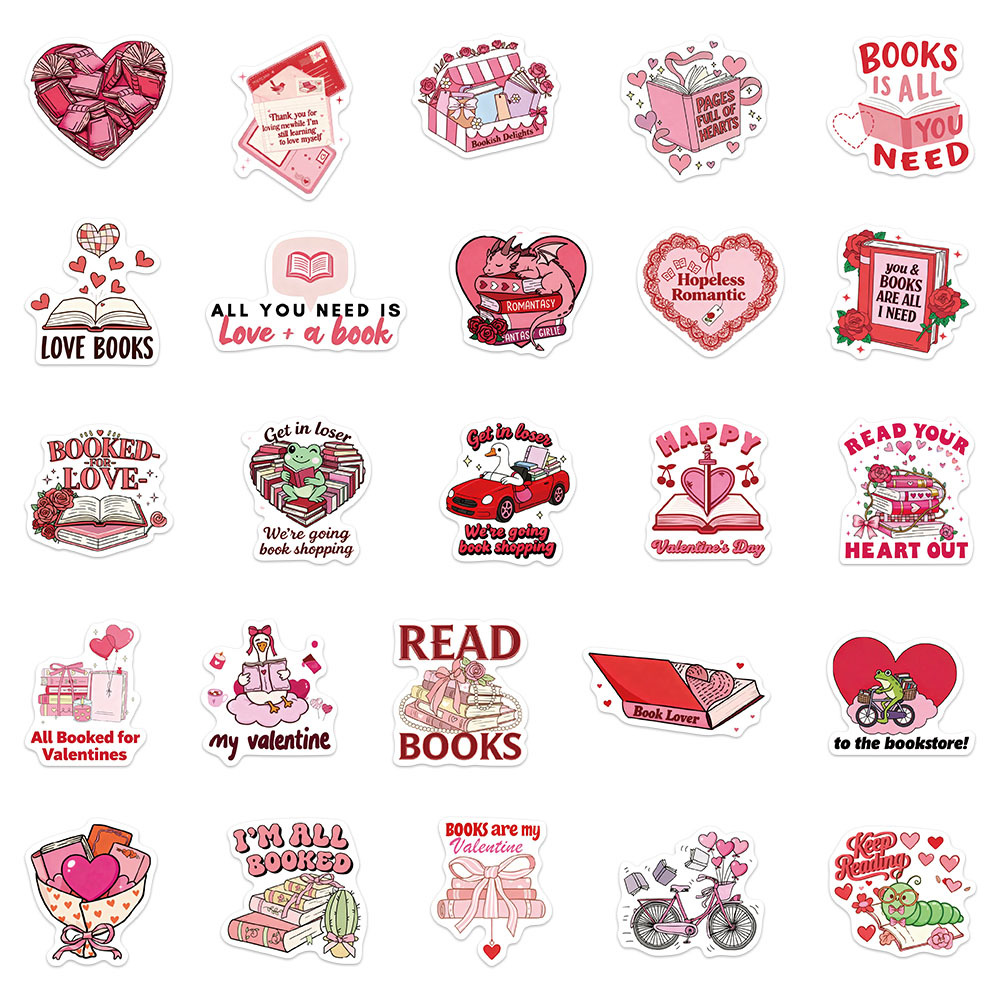 50 sztuki walentynkowych naklejek książkowych na laptopa, album ze zdjęciami, deskorolkę, kask, gitarę, estetyczne, wodoodporne naklejki diy