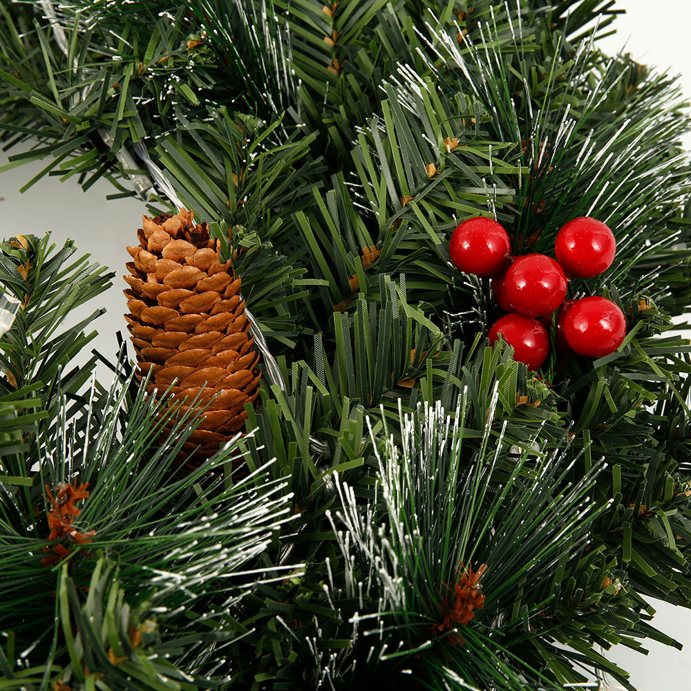1.8/2.7m jul kunstig krans krans fyrretræ diy hængende ornament juletræ år pejs dekoration