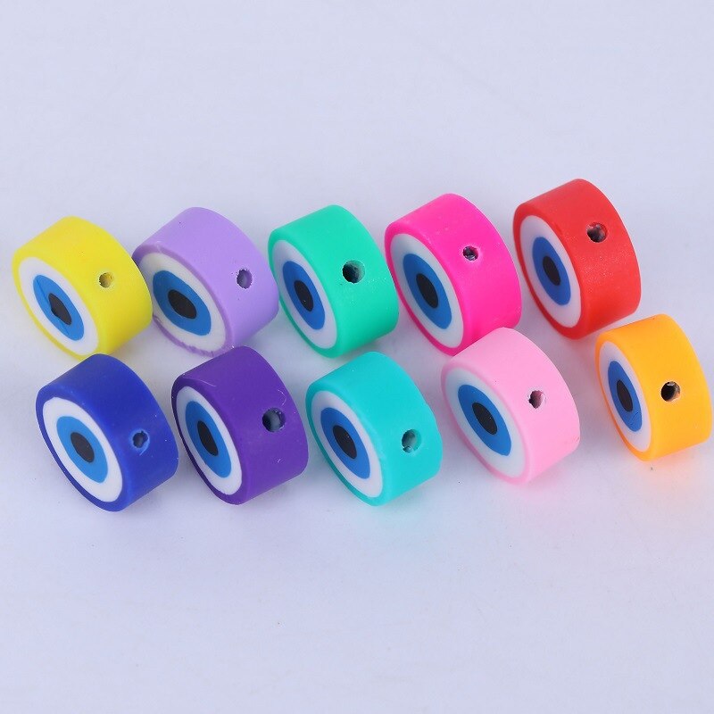 20pcs 10*5mm rotondi perline di argilla polimerica malocchio giocattoli per gioielli che fanno accessori braccialetto collana ragazza fai da te