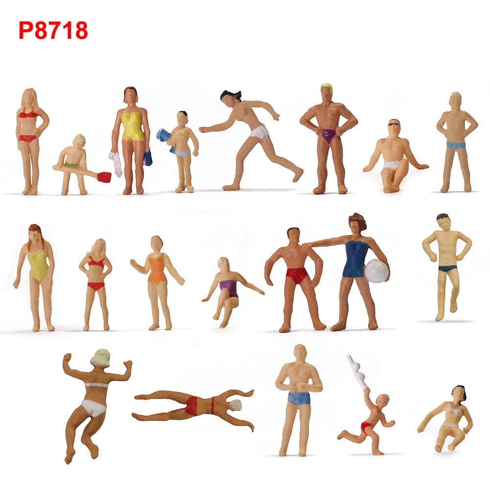 40pcs Model Trains HO Scale 1:87 Swimming Figures Beach Scenery 20pcs Different Poses P8718