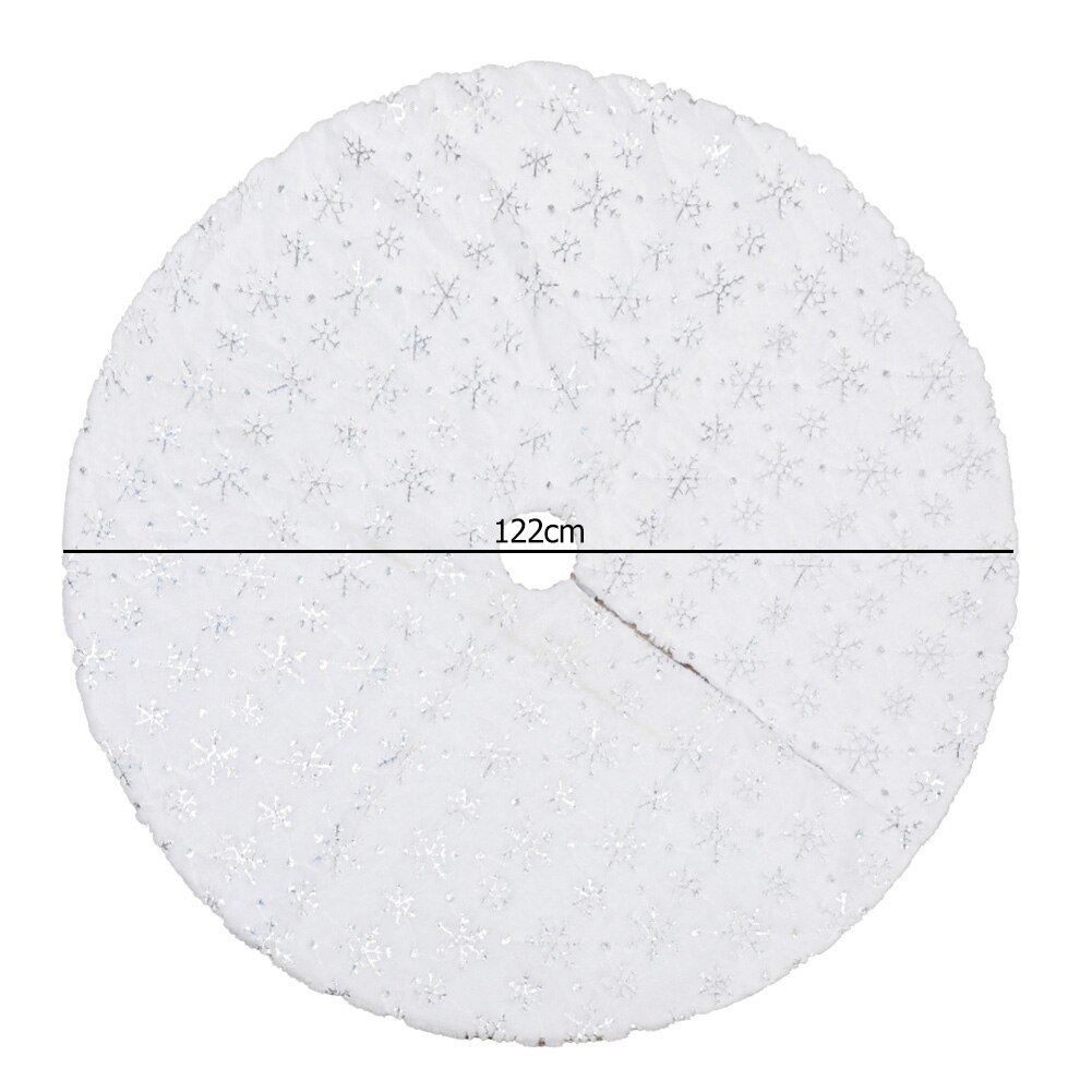 1Pc Witte Kerstboom Rok Pluche Faux Fur Tapijt Xmas Floor Mat Ornamenten Vrolijk Kerstfeest Nieuwjaar Kerstboom decoratie: 122CM 02