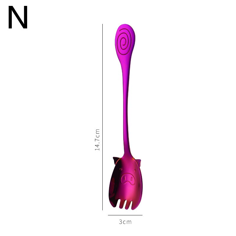 Kreative Nette Schwein Geformt Edelstahl Besteck Küche Geschirr Kaffee Tee Löffel Abendessen Gabel Besteck Tabelle Decor 7 Farben: N