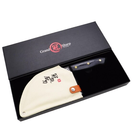 Kokkekniv håndlavet kløvekniv højkulstofbeklædt stål fuld tang køkkenknive slagter udskæring fileteringsværktøj håndsmedet: Kniv med gaveæske