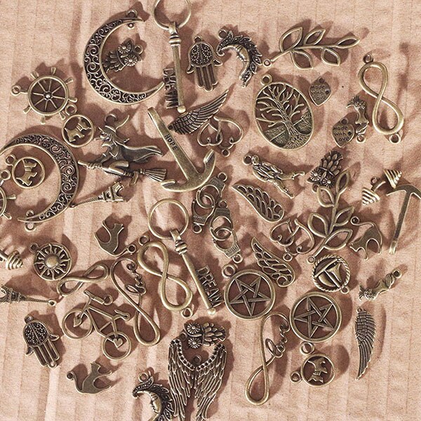 Metall Mixed Charms für Schmuck, Die DIY Handgemachten Handwerk Vintage Anhänger Charms 100 pcs/lot C5089: Antike Bronze überzogen