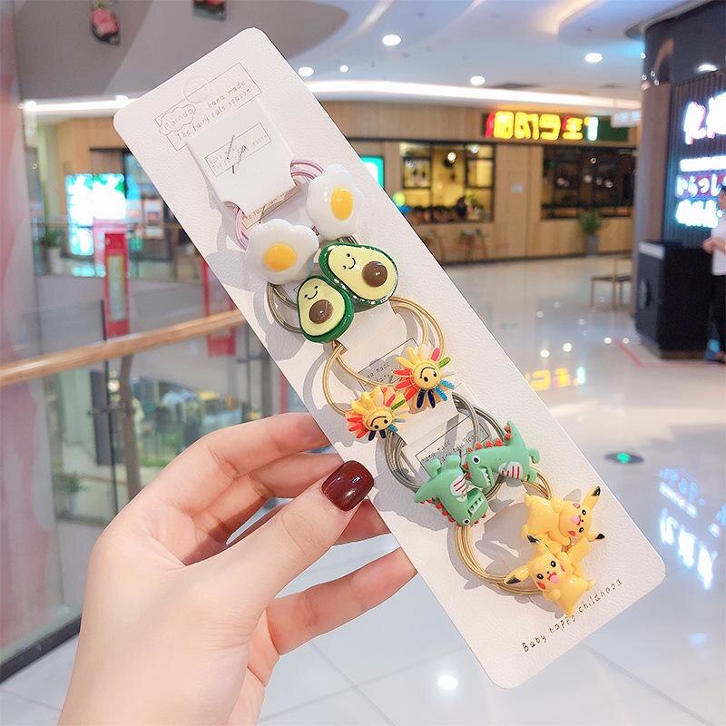 10 Stks/set Baby Meisje Kids Hoofddeksels Leuke Cartoon Fruit Dier Elastische Haarbanden Hoepel Hoofd Touw Paardenstaart Houder Haaraccessoires