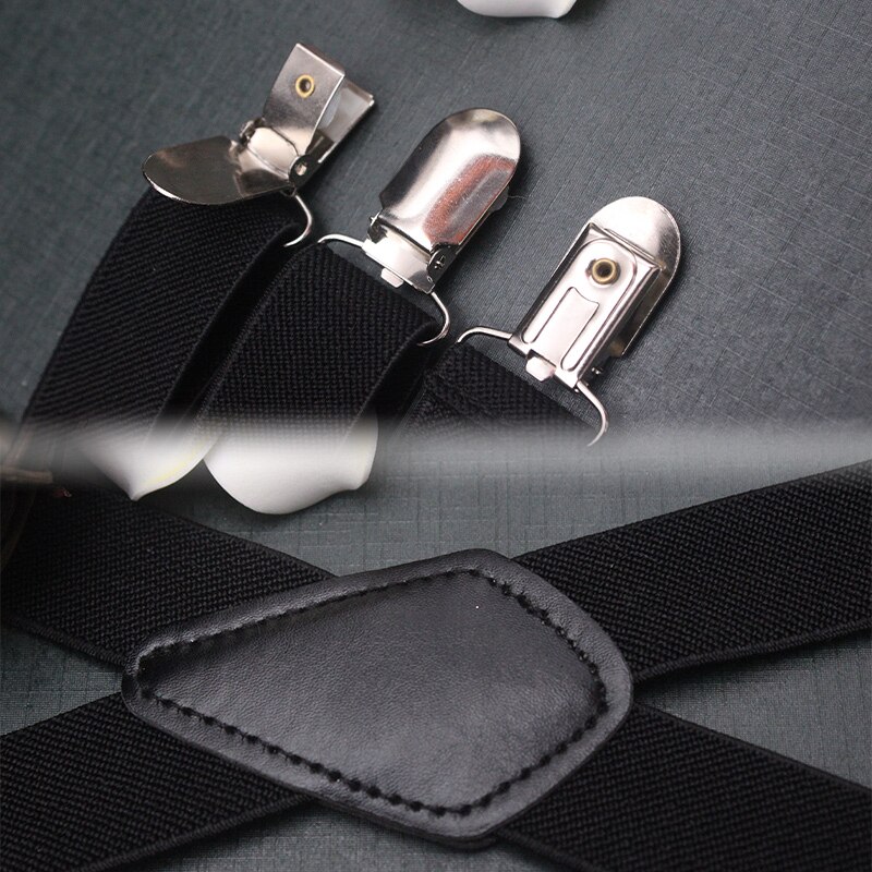 Mænd 4 clips seler x-ryg høj elastisk justerbare seler til bukser herre seler til brudgom 2.5cm bredde fritidstøj