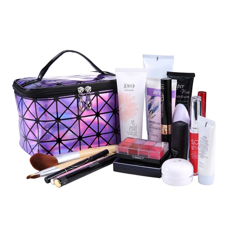 Bolsa de cosméticos funcional para mujer, neceser de viaje de cuero PU, organizador de maquillaje, bolsa para estuche de maquillaje, Kit de aseo