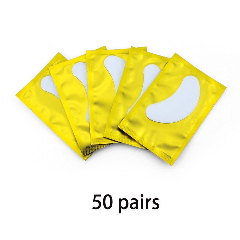 Autocollants d&#39;extension de cils, 50/100 paires, tampon sous les yeux, Patch de papier pour Extension de cils, Patch de Gel: 50  pairs Yellow
