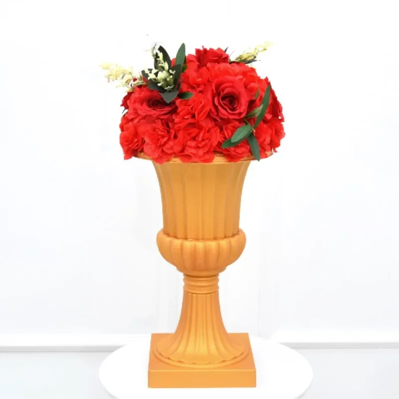 Goldene Vase für Hochzeit, Geburtstag, Weihnachten, Festival, Party, Dekoration, Originalität, retro-Stil, europäische Blumentopfvasen aus Kunststoff