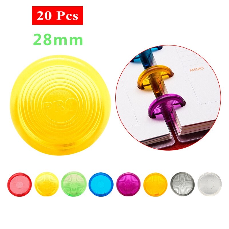 20Pcs 28mm Mushroom Hole Disc Binders for Notebooks/Planner Diy Colorful Loose Leaf Binding Rings Discbound Discs CX19-004