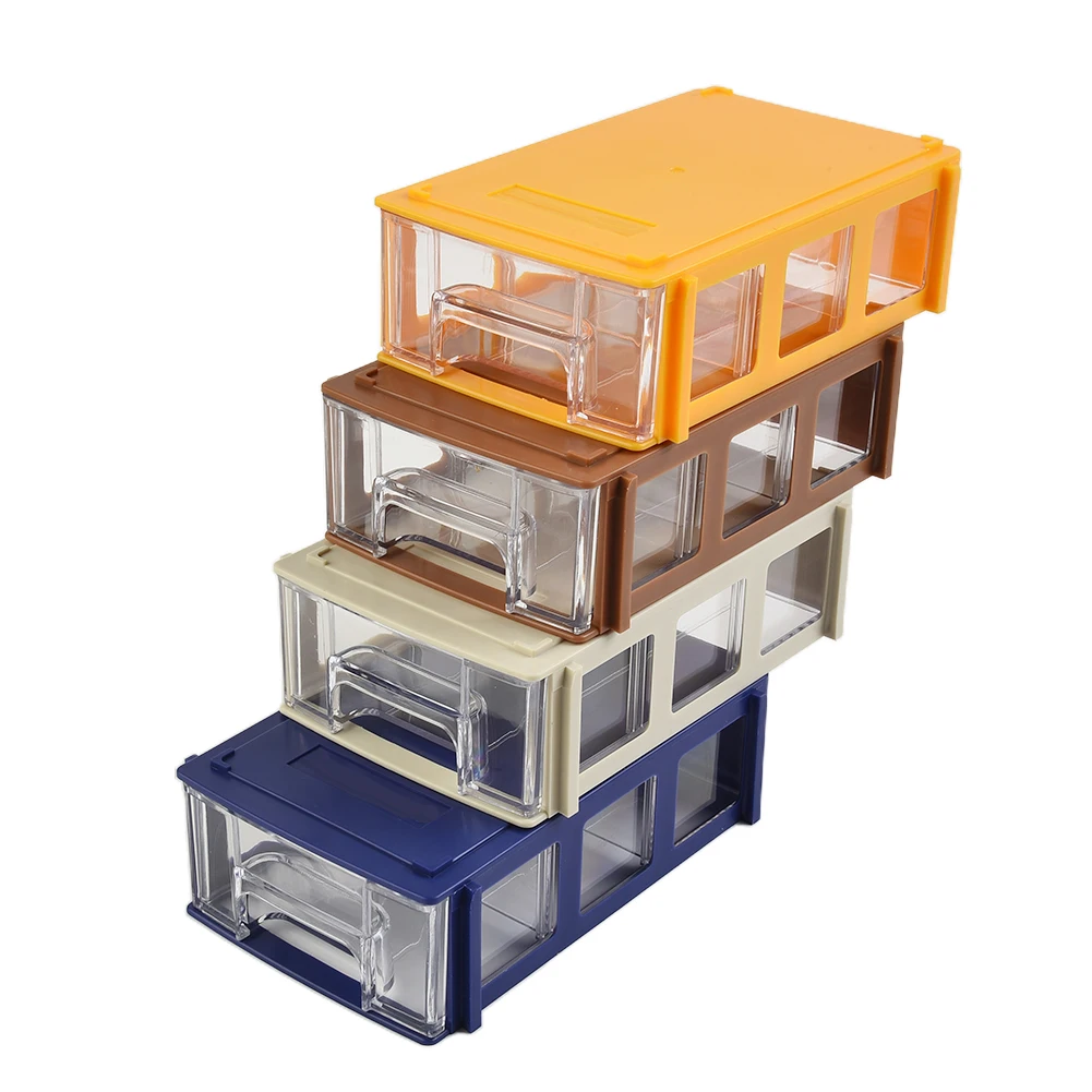 1PC Storage Box Stackable Plastic Hardware Parts Storage Boxes Component Screws Toolbox Drawer Style Component Box Tool Cabinet