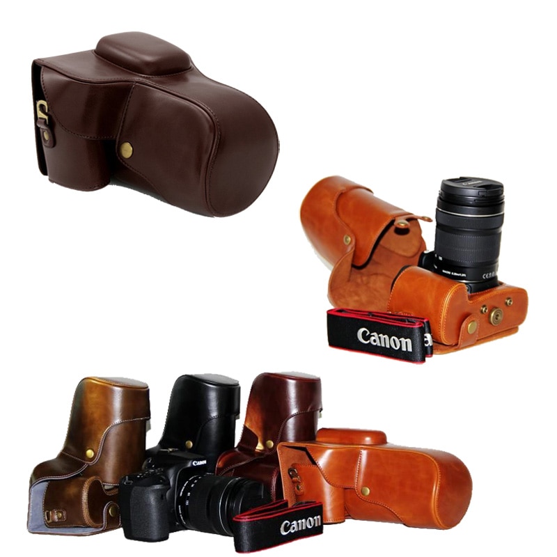 Pu Leather Video Camera Bag Case For Canon EOS 1100D 1200D 1300D 550D with18-55/105/200mm Lens Retro Vintage Camera Bag