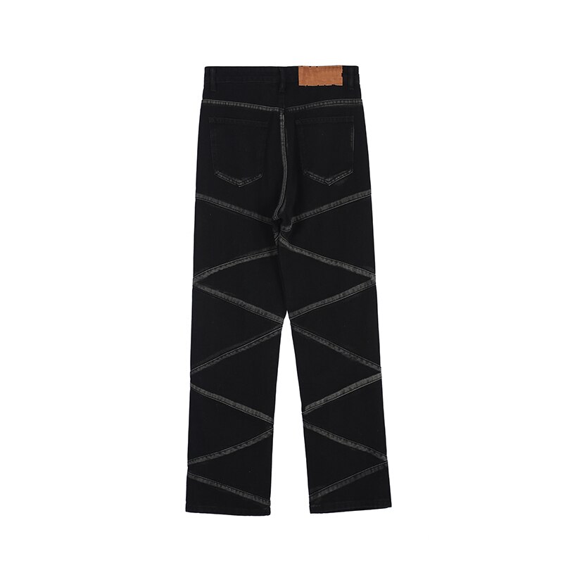 Pantalones vaqueros rasgados para hombres y mujeres, Jeans negros a rayas, con bolsillos lavados, estilo urbano, informal, de gran tamaño