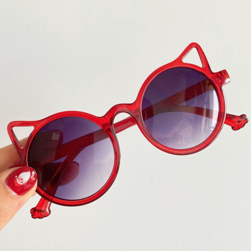 ZUEE-gafas de sol clásicas para niños y niñas, bonitas gafas de sol con dibujos de animales, alas de flores, protección para exteriores: red grey
