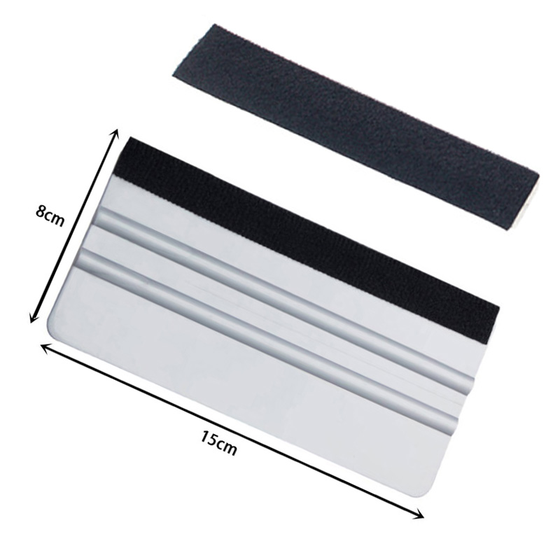 Escurridor de plástico con borde de fieltro, raspador de envoltura de vinilo para coche, herramienta de envoltura de escurridor de fieltro, aplicador de calcomanías, herramienta de alisado de papel tapiz, 1 ud.: Gris