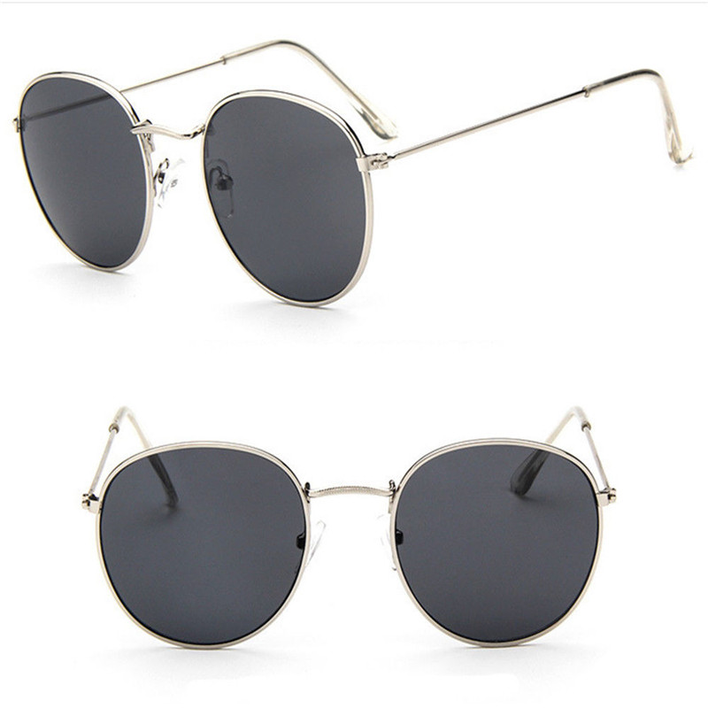 Nueva Retro redondo rojo gafas de sol hombres mujeres de de círculo Vintage negro con cristales rosas Hippie gafas de sol
