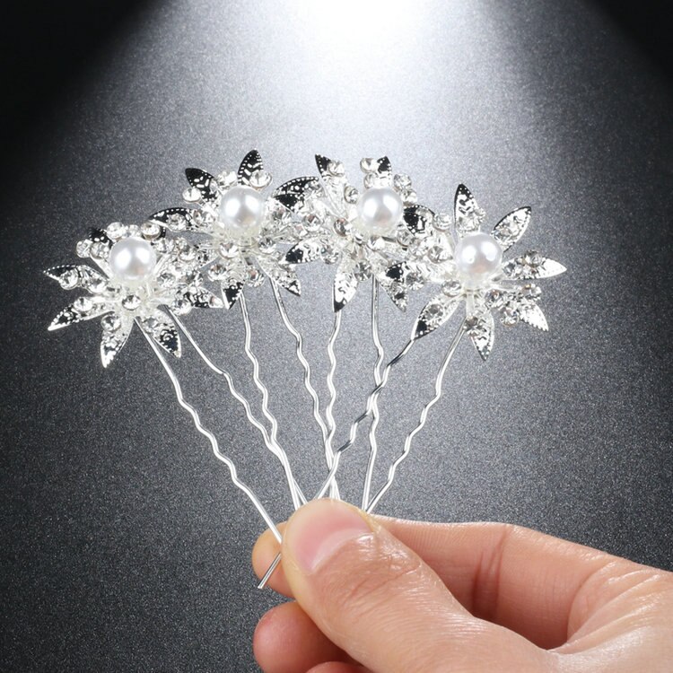 Katesolo Haar Sieraden Bruiloft Haarspelden Crystal Rhinestone Flower Bridal Haarspelden Bruidsmeisje Hair Clips Vrouwen Haar Accessoires: jianbaye white