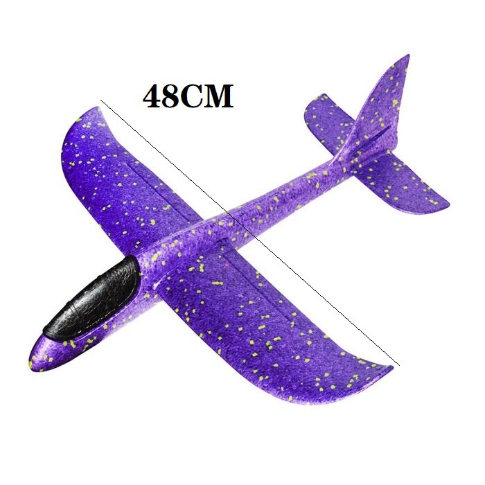 Schaum Werfen Fliegende Flugzeug Spielzeug für Kinder Segelflugzeug Flugzeug Epp Flugzeug Fliegen Modell Flugzeug Werfen Spielzeug Hand Starten Flugzeug Modell: 48CM Purple