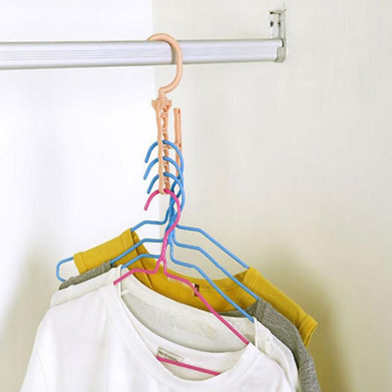 Colgador rotativo con mango para ropa y armario, , de cinco agujeros, a prueba de viento, colgador de secado para clasificación de armario