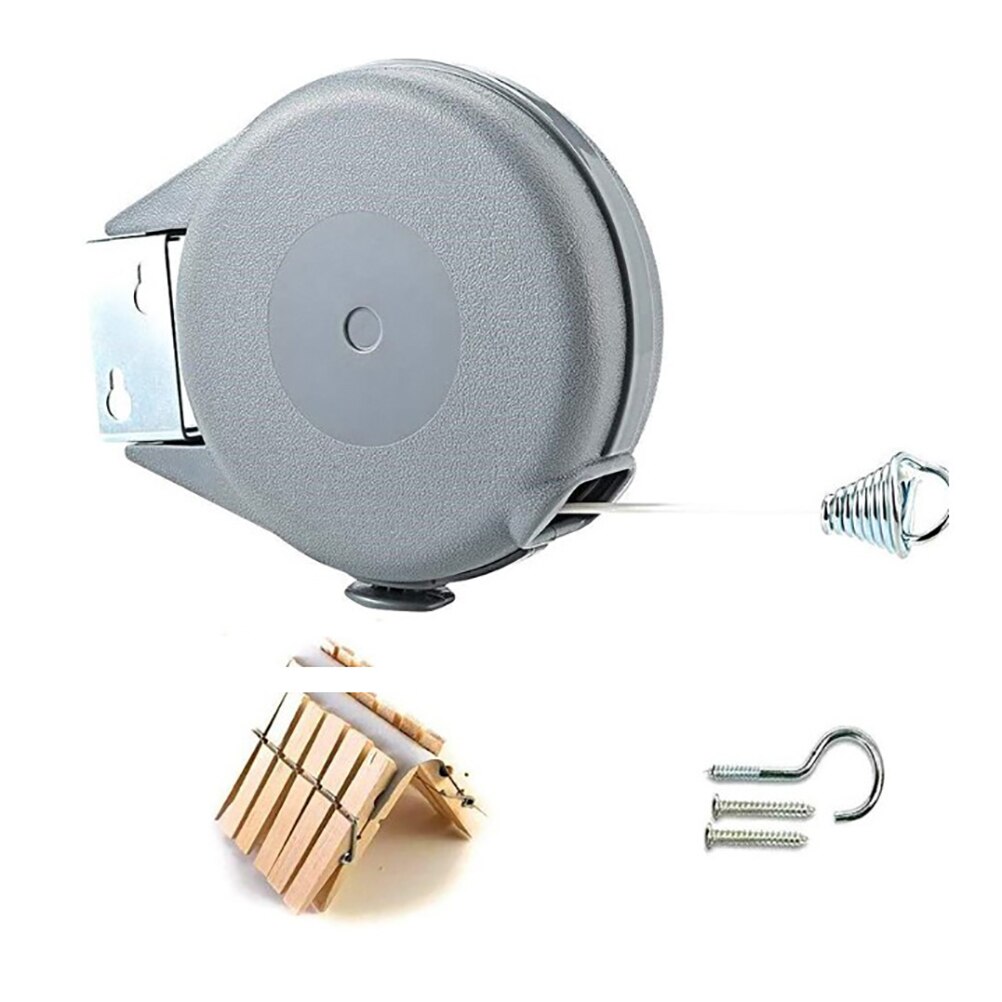 Retractable Clothesline Portable Heavy Duty Indoor Outdoor Single Clothes Drying Rack PVC Retracting Clothes Line