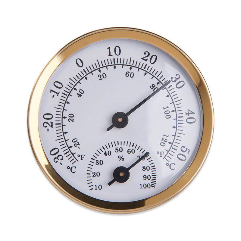 Huishoudelijke Vochtigheid Temperatuur Meter Gauge Wandmontage Temperatuur-vochtigheidsmeter Thermometer & Hygrometer Voor Sauna: gold