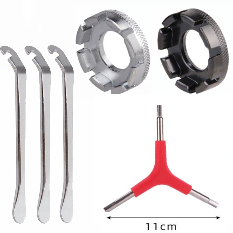 Steel Wire Wrench Spoke Tire Repair Tool Set Universal 8 Port Wheel Disassembly Chain Bike Maintenance Kit: Yellow