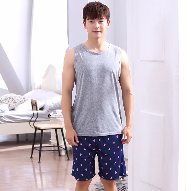 Pyjamas Men Pyjama Homme Casual 100% Cotton Sleepwear Mens Lounge Wear Loungewear Summer Sleep Sets XXXXL