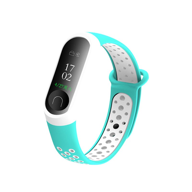 Neue Doppel Farbe Armband Uhr Band für mi llet Armband 3 Silikon Smart-Sport-Armband für Xiao mi mi Band 3 Fitness Armband: blue white