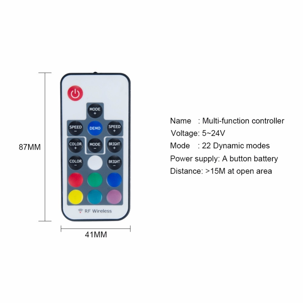 5V-24V USB RGB LED Controller RF IR 3 17 24 Key RGB LED Dimmer 4 Pin USB Interface Apply To 5050 2835 3528 RGB USB LED Strip