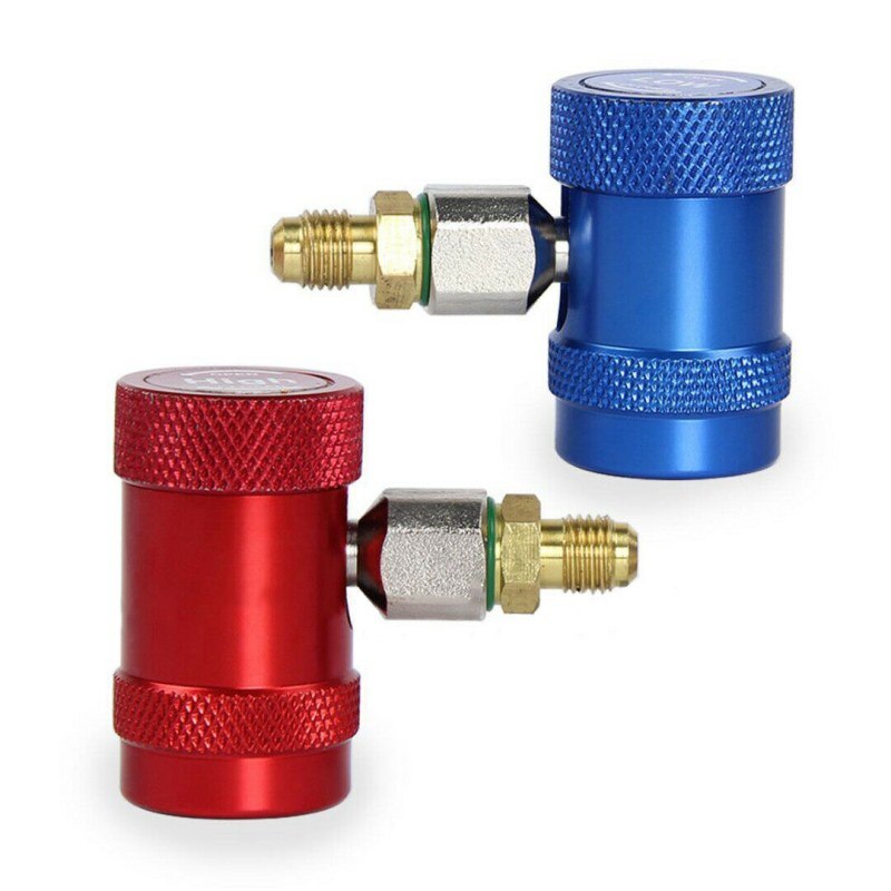 2pcs Brass+Metal R1234yf Quick Connector Adapter Air Conditioning Refrigerant Adapter For AR Refrigeration Systems Fluoride