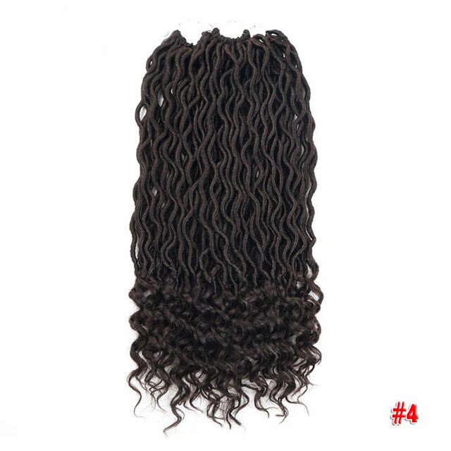 Youngther Wavy Goddess Locs Curly Crochet Braids Synthetic Crochet Braids Ombre Braiding Hair Faux Locks 18 inch: 4