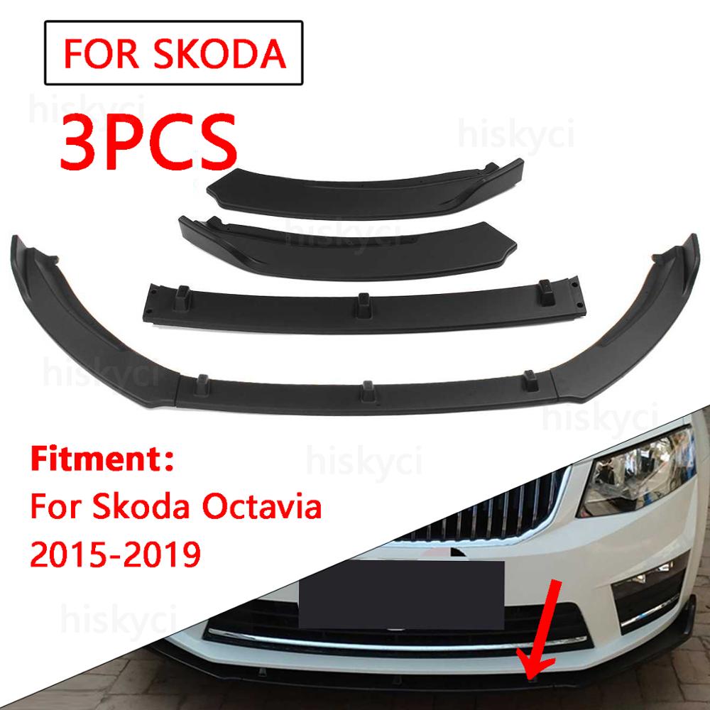 Carbon Fiber Look/Black Car Front Bumper Splitter Lip Spoiler Diffuser Protector Guard Body Kit Trim For Skoda Octavia