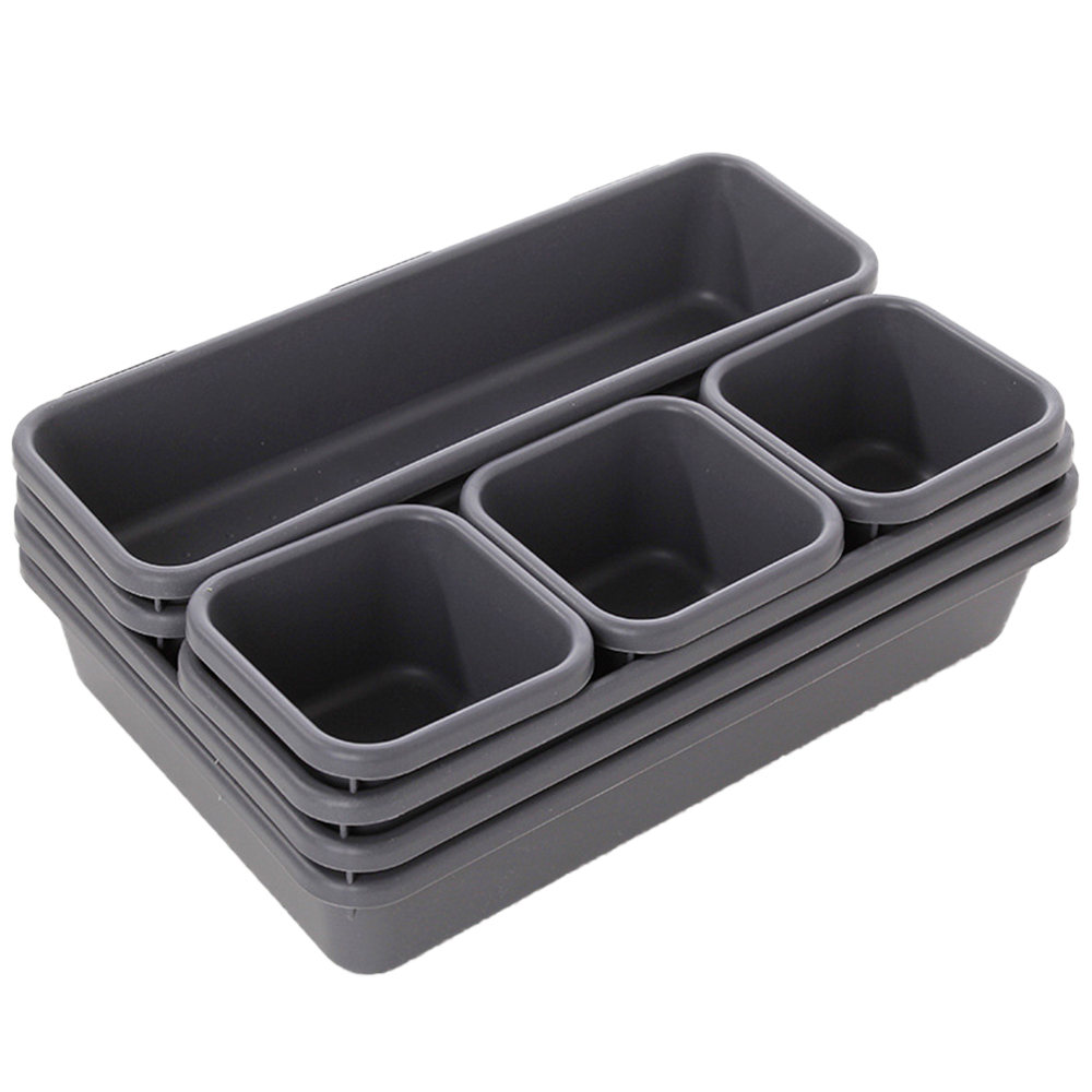 8PCs Divide Drawer Organizer Box Storage Trays Box Office Home Kitchen Bathroom Cupboard Desk Jewelry Makeup Organization: Black
