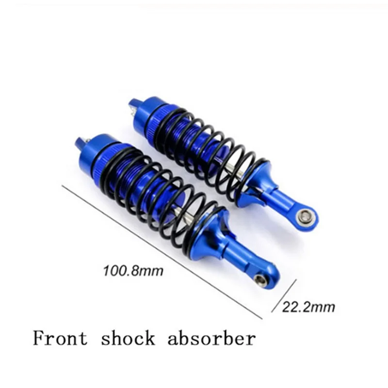 Amortiguador de aleación de aluminio, accesorio de metal para camión corto 1/10, absorción de impacto delantera y trasera: Rojo