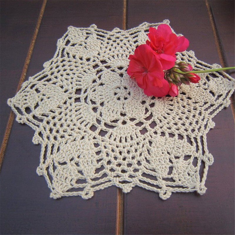 1 stk spindelvæv form bomuld hæklet blonde cover 22cm doilies spisning talbe mat te kop krus dækkeserviet dekoration trapillo para tejer  z1
