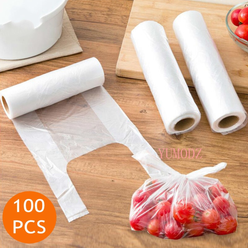 100Pcs Vers Houden Roll Plastic Zakken Van Vacuüm Voedsel Saver Bag 3 Maten Voedsel Opslag Zakken Met Handvat houden Verse Plastic Zakken