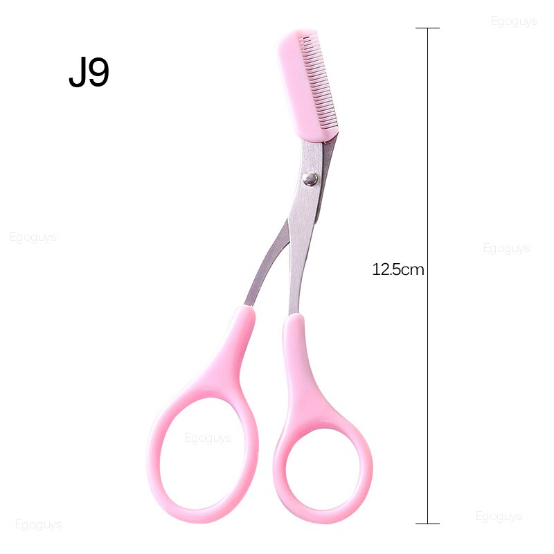 Tijera de maquillaje de acero inoxidable para cejas, pestañas, pelo de nariz, tijera afilada, Punta curva, pequeña, 1 pieza: J9