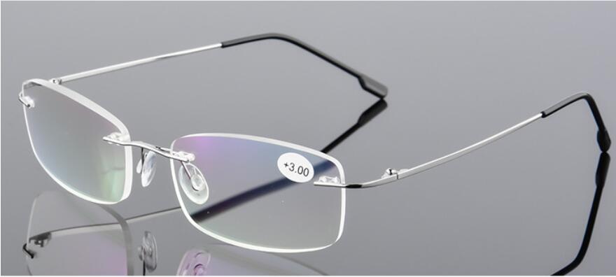 Unisex Titanium Legering Randloze leesbril, Vrouwen High Definition Anti Vermoeidheid Ultralight Frameloze Presbyopie Eyewear A859: +250 / Silver