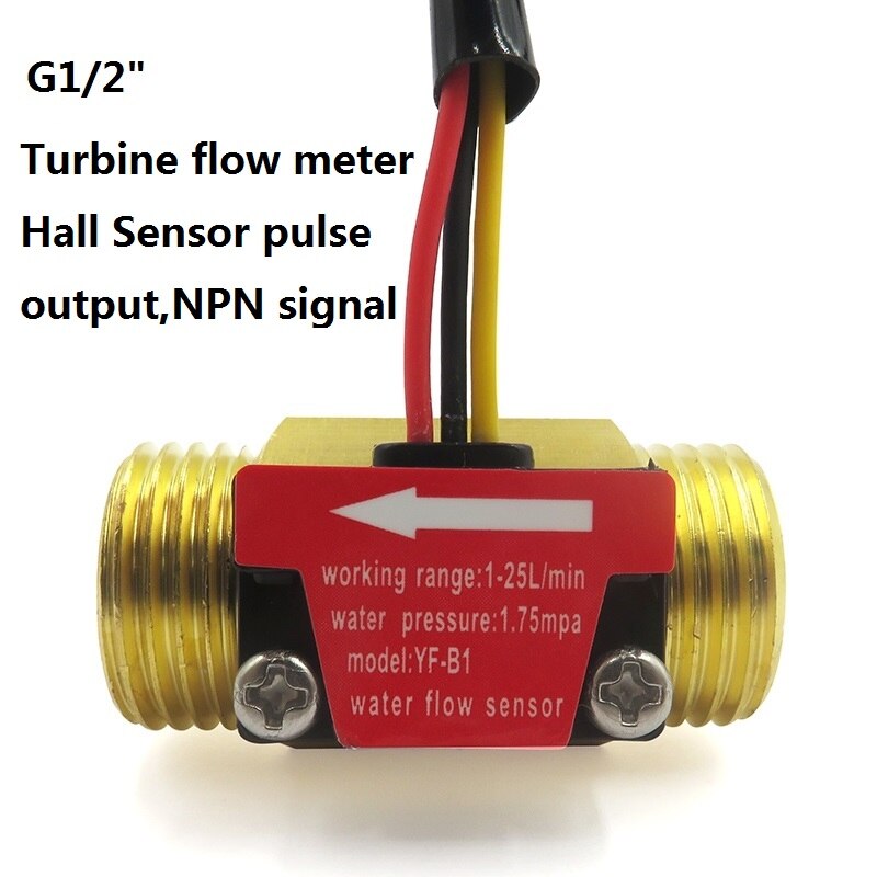 Capteur de mesure 1 l d&#39;eau = 660 impulsion YF-B1 liquide 1-25l/Min, débitmètre de Signal NPN G1/2