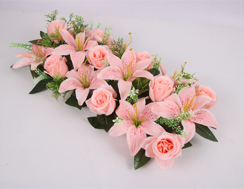Hoogwaardige Zijde Kunstmatige Bloem Rij Boog Bloem Muur Lily Boog Hoge Imitatie Rose Diy Bruiloft Weg Leiden Party kerst Decor: 10