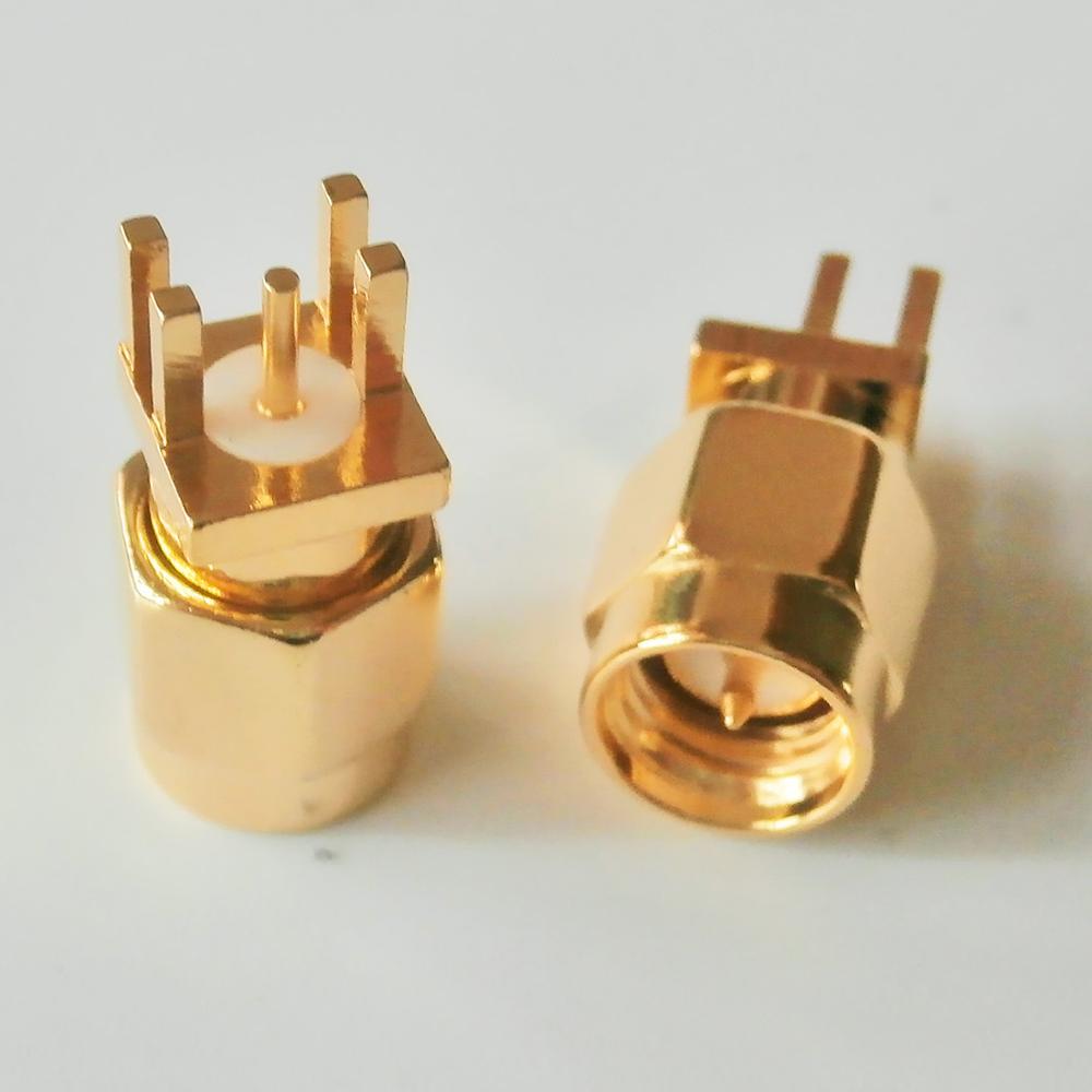 1 Stuks Rf Connector Socket Sma Stekker Soldeer Rand 1.6Mm Pcb Clip Mount Straight 5.08Mm Vergulde coaxiale Rf Adapters
