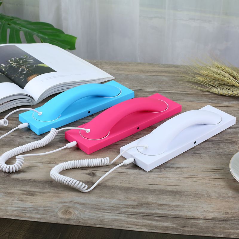 Retro Phone Handset Headset 3.5MM PC Comtuper Microphone with Base for Cellphone